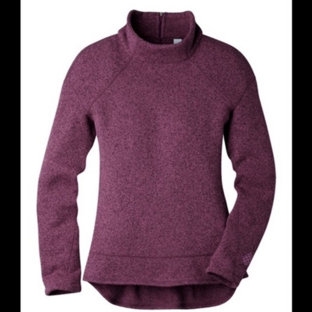 Stio Pullover fleece sweater mock neckline, back zipper Purple Medium Plum